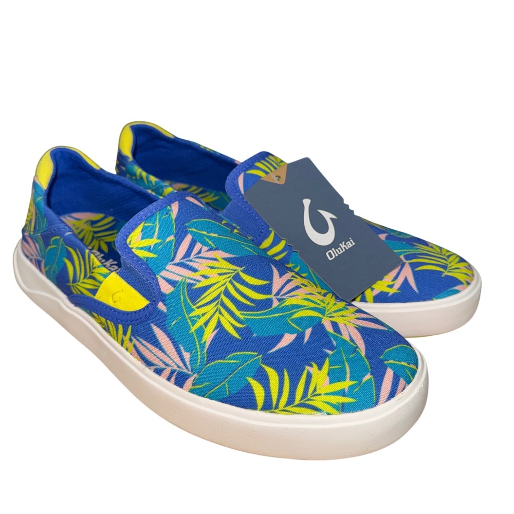 NEW OluKai Lae'ahi Pa'i Mens 9 Slip-On Sneakers Sunset Blue Tropical 10444-9HHA